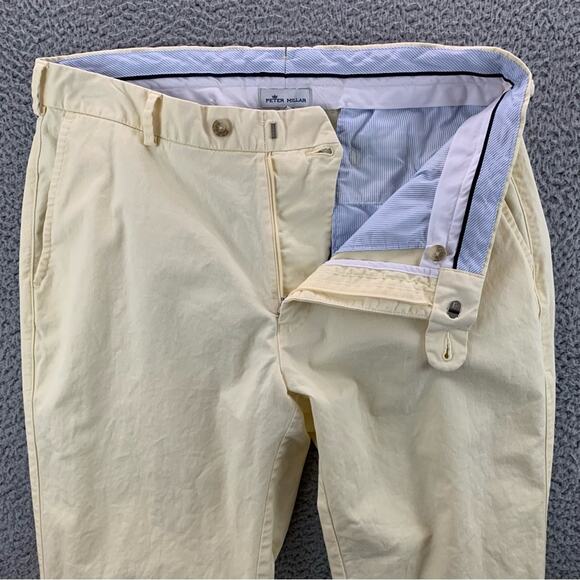 Peter Millar Men's Soft Touch Twill Flat Front Chino Pants Chamois  -  Size:  35 - Picture 7 of 15